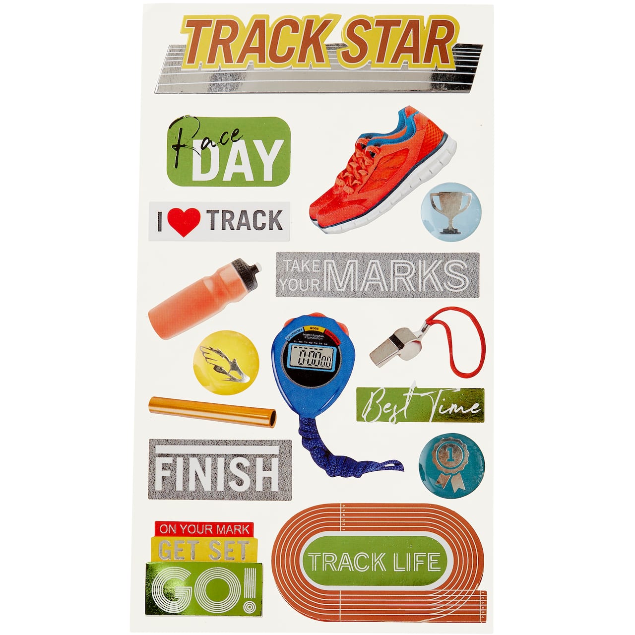 12 Pack: Track Star Dimensional Stickers by Recollections™